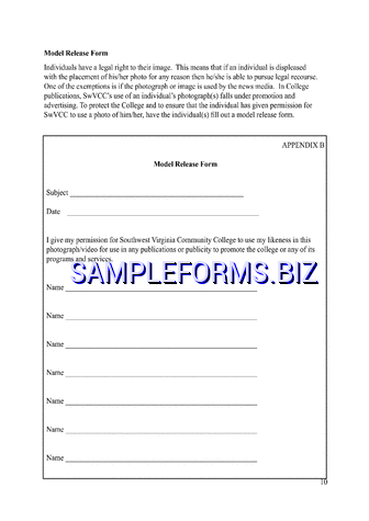 Virginia Model Release Form 1 pdf free