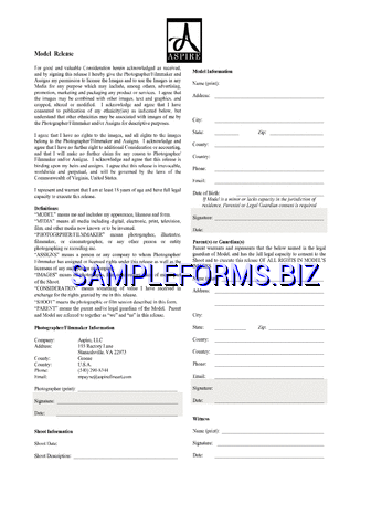 Virginia Model Release Form 4 pdf free